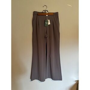 NEW Halara Taupe Gray Wide Leg Pleated Pants High Waist Stretch M